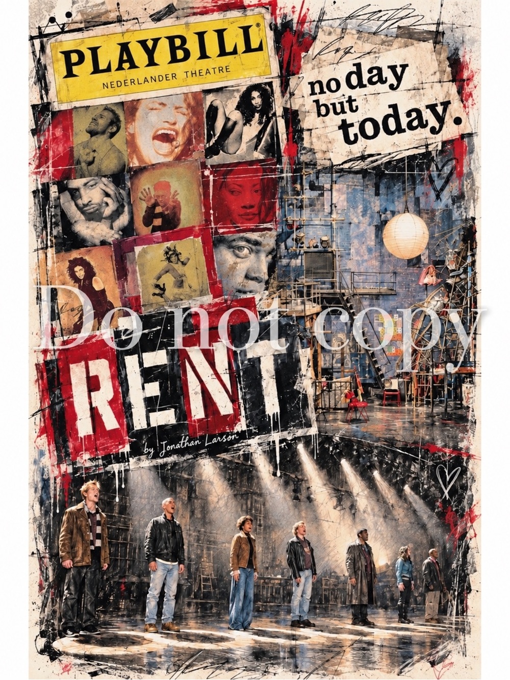 RENT! Broadway Musical Hand Drawn Art Print 8x10 | Musical Theatre Wall Art
